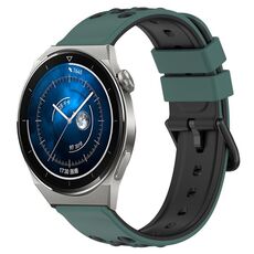Per Huawei Watch GT3 Pro 46mm 22mm Cinturino in silicone poroso bicolore (verde oliva + nero)