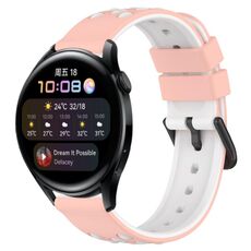 Per Huawei Watch 3 Cinturino in silicone poroso bicolore da 22 mm (rosa + bianco)