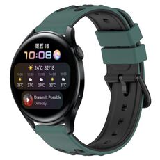 Per Huawei Watch 3 Cinturino in silicone poroso bicolore da 22 mm (verde oliva + nero)