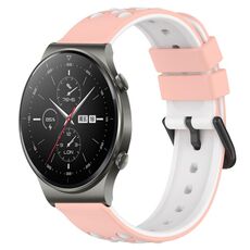 Per Huawei GT2 Pro 22mm Cinturino in silicone poroso bicolore (rosa + bianco)
