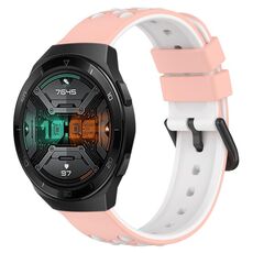 Per Huawei Watch GT 2E 22mm Cinturino in silicone poroso bicolore (rosa + bianco)