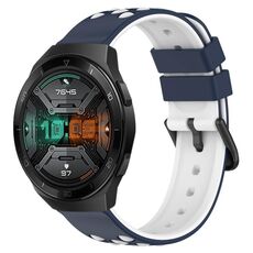 Per Huawei Watch GT 2E 22mm Cinturino in silicone poroso bicolore (blu notte + bianco)