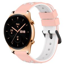 Cinturino per orologio For Honor Watch GS 3 22mm in silicone poroso bicolore (rosa + bianco)
