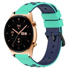 Cinturino per orologio For Honor Watch GS 3 22 mm in silicone poroso bicolore (verde lime + blu)