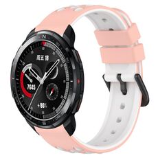Cinturino per orologio in silicone poroso bicolore For Honor Watch GS Pro 22mm (rosa + bianco)