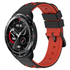 For Honor Watch GS Pro 22mm Cinturino in silicone poroso bicolore (nero + rosso)