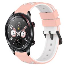 For Honor Watch Dream 22mm Cinturino in silicone poroso bicolore (rosa + bianco)