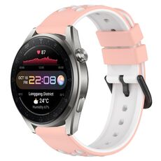 Per Huawei Watch 3 Pro Nuovo cinturino in silicone poroso da 22 mm (rosa + bianco)