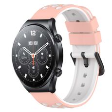 Per Xiaomi MI Watch S1 22mm Cinturino in silicone poroso bicolore (rosa + bianco)