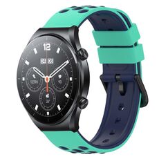 Per Xiaomi MI Watch S1 22mm Cinturino in silicone poroso bicolore (verde lime + blu)