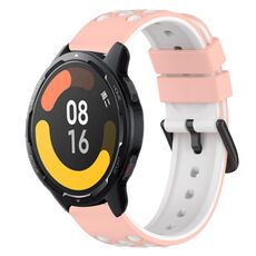 Per Xiaomi MI Watch Color 2 22mm Cinturino in silicone poroso bicolore (rosa + bianco)