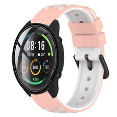 Per Xiaomi MI Watch Color 22mm Cinturino in silicone poroso bicolore (rosa + bianco)