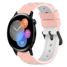 Per Huawei Watch GT3 42mm 20mm Cinturino in silicone bicolore (bianco + nero)