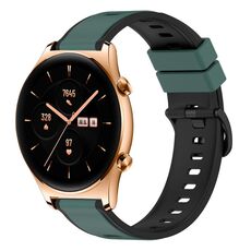 Cinturino per orologio in silicone bicolore For Honor Watch GS 3 22 mm (verde oliva + nero)