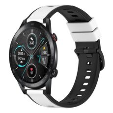 Cinturino per orologio in silicone a due colori For Honor Magic Watch 2 46 mm 22 mm (bianco + nero)