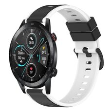 Cinturino per orologio in silicone a due colori For Honor Magic Watch 2 46 mm 22 mm (nero + bianco)