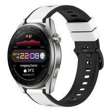 Per Huawei Watch 3 Pro Nuovo cinturino in silicone bicolore da 22 mm (bianco + nero)