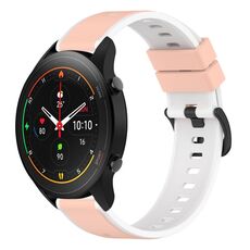 Per Xiaomi MI Watch S1 Pro 22mm Cinturino in silicone bicolore (rosa + bianco)
