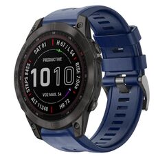 Per cinturino in silicone a tinta unita con fibbia in metallo Garmin Fenix 7 (blu notte)