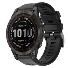 Per cinturino in silicone a tinta unita con fibbia in metallo Garmin Fenix 7 (nero)