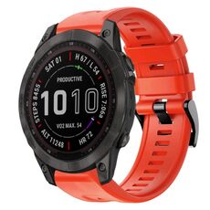 Per cinturino in silicone a tinta unita con fibbia in metallo Garmin Fenix 7 (rosso)
