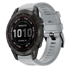 Per cinturino in silicone a tinta unita con fibbia in metallo Garmin Fenix 7 (grigio)