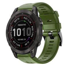 Per cinturino in silicone a tinta unita con fibbia in metallo Garmin Fenix 7 (verde militare)