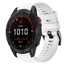 Per Garmin Fenix ​​7 Cinturino per orologio in silicone a tinta unita con fibbia in metallo solare (bianco)