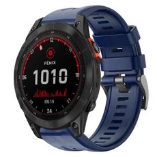 Per Garmin Fenix 7 Cinturino per orologio in silicone a tinta unita con fibbia in metallo solare (blu notte)