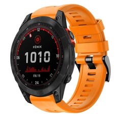 Per Garmin Fenix ​​7 Cinturino per orologio in silicone a tinta unita con fibbia in metallo solare (arancione)