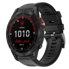 Per Garmin Fenix ​​7 Cinturino per orologio in silicone a tinta unita con fibbia in metallo solare (nero)