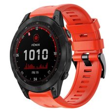 Per Garmin Fenix ​​7 Cinturino per orologio in silicone a tinta unita con fibbia in metallo solare (rosso)