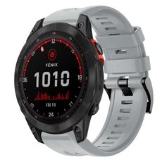 Per Garmin Fenix ​​7 Cinturino per orologio in silicone a tinta unita con fibbia in metallo solare (grigio)