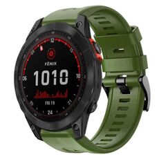 Per Garmin Fenix ​​7 Cinturino per orologio in silicone a tinta unita con fibbia in metallo solare (verde militare)