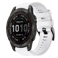 Cinturino per orologio in silicone a tinta unita con fibbia in metallo solare Garmin Fenix 7 Sapphire (bianco)