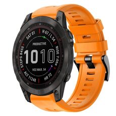 Cinturino per orologio in silicone a tinta unita con fibbia in metallo solare Garmin Fenix 7 Sapphire (arancione)