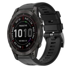 Cinturino per orologio in silicone a tinta unita con fibbia in metallo solare Garmin Fenix 7 Sapphire (nero)