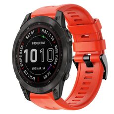 Cinturino per orologio in silicone a tinta unita con fibbia in metallo solare Garmin Fenix 7 Sapphire (rosso)