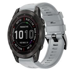 Cinturino per orologio in silicone a tinta unita con fibbia in metallo solare Garmin Fenix 7 Sapphire (grigio)