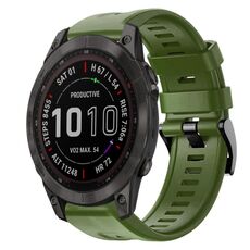Cinturino per orologio in silicone a tinta unita con fibbia in metallo solare Garmin Fenix 7 Sapphire (verde militare)