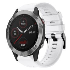 Per Garmin Fenix ​​6 GPS Cinturino in silicone con fibbia in metallo tinta unita (bianco)