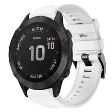 Per Garmin Fenix 6 Pro GPS cinturino in metallo con fibbia in silicone tinta unita (bianco)