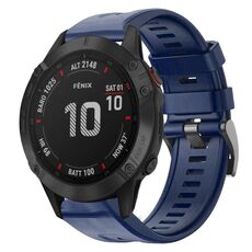 Per Garmin Fenix 6 Pro GPS cinturino in metallo con fibbia in silicone tinta unita (blu notte)