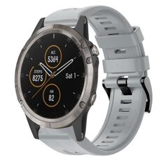 Per cinturino in silicone a tinta unita con fibbia in metallo Garmin Fenix 5 (grigio)