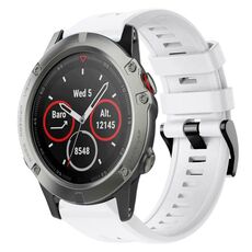 Per cinturino in silicone a tinta unita con fibbia in metallo Garmin Quatix 5 (bianco)