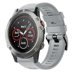 Per cinturino in silicone a tinta unita con fibbia in metallo Garmin Quatix 5 (grigio)