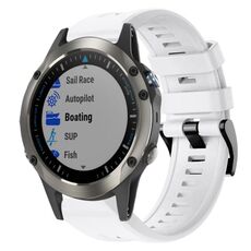 Per Garmin Quatix 5 Sapphire fibbia in metallo cinturino in silicone di colore solido (bianco)