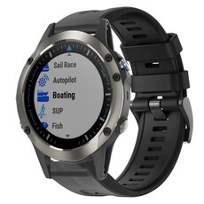 Per Garmin Quatix 5 Sapphire fibbia in metallo cinturino in silicone di colore solido (nero)