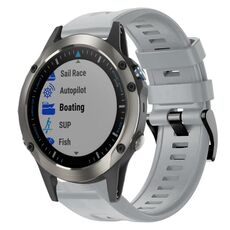 Per Garmin Quatix 5 Sapphire fibbia in metallo cinturino in silicone di colore solido (grigio)