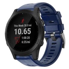 Per cinturino in silicone a tinta unita con fibbia in metallo Garmin Forerunner 945 (blu notte)